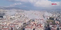 Depremin ardından yıkılan binalar havadan görüntülendi